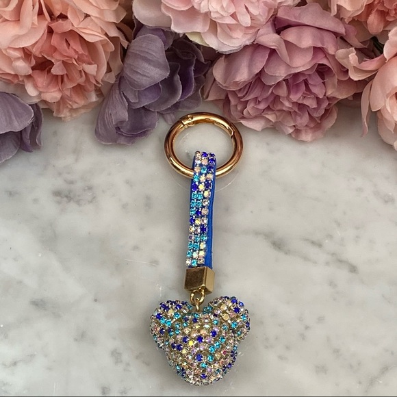 Chic Multicolor Blue Crystal & Leather Mickey Mouse Keychain - Picture 5 of 14